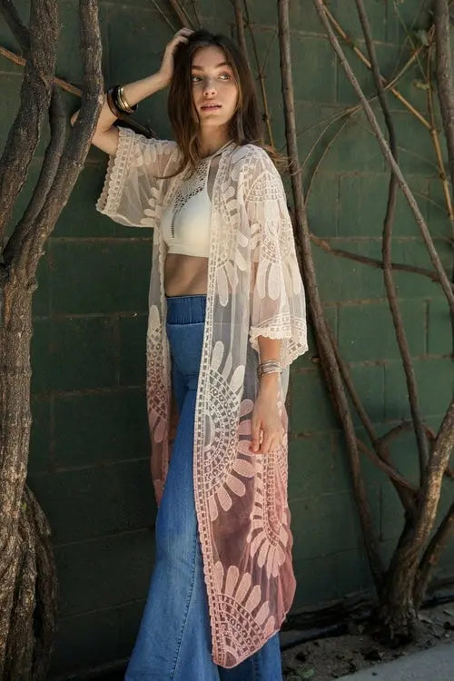Ombre Bohemian Lace Kimono Amazing Hot Prices For You