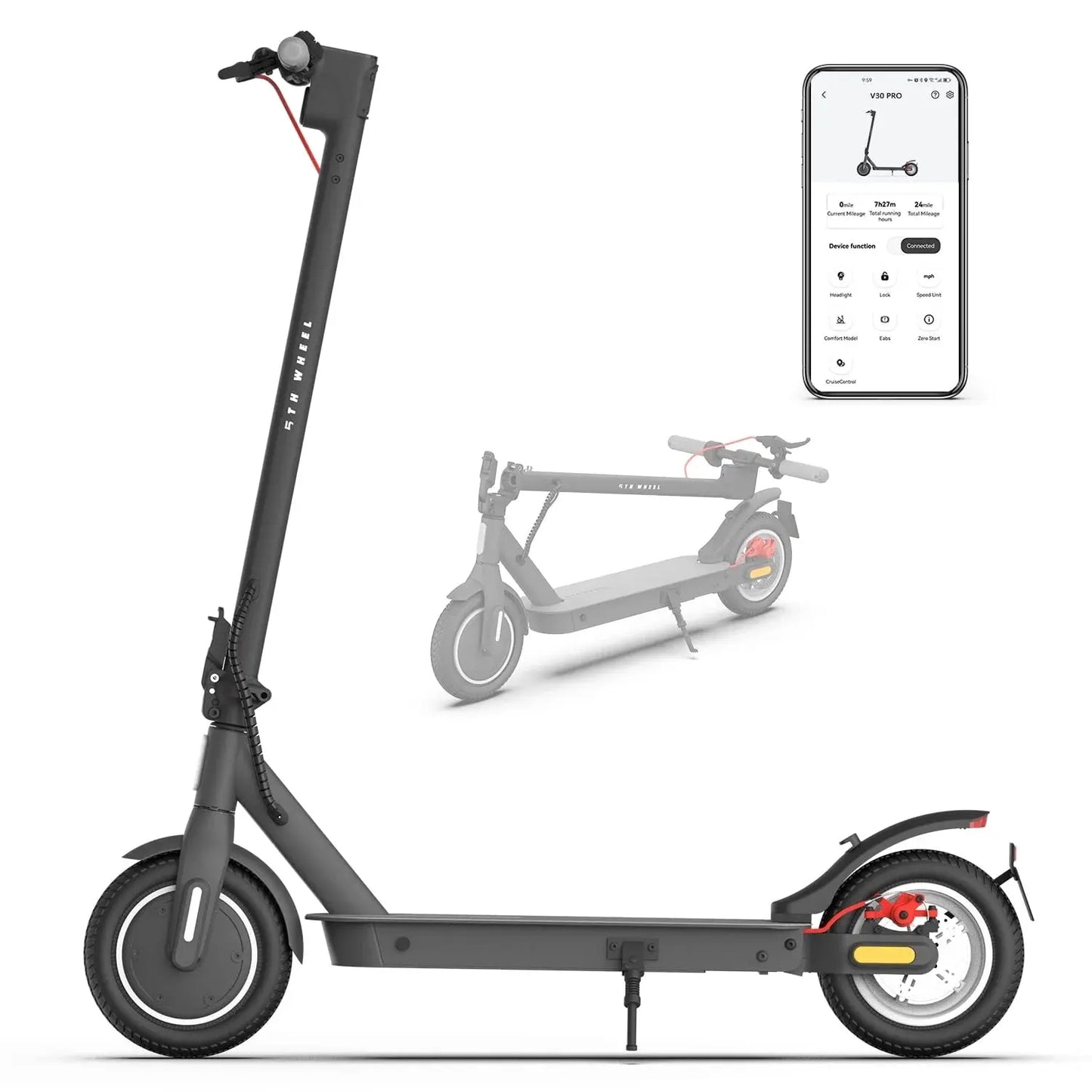 Electric Scooter with Turn Signals, 10" Solid Tires, 19.9 Miles Range & 18 Mph, 350W Motor, Foldable Electric Scooter for Adults