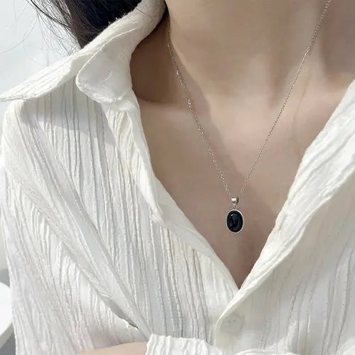 s925 Sterling Silver Black Onyx Pendant Necklace For Women's Summer Li Amazing Hot Prices For You