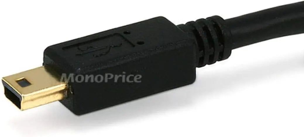 Monoprice USB 2.0 Type-A Male to Mini-B 5pin Male Cable - with Ferrite Core, Gold Plated, 28/24AWG, 6 Feet, Black