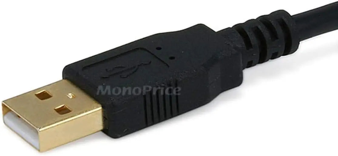 Monoprice USB 2.0 Type-A Male to Mini-B 5pin Male Cable - with Ferrite Core, Gold Plated, 28/24AWG, 6 Feet, Black