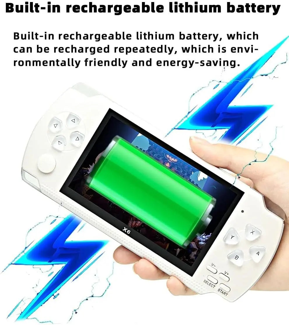 JXD Handheld Game Console 4.3 inch 8GB Built in 2000 Games for Multiple Simulators X6 Retro Video Game Console Mp3/4/Ebook TV Out Mini Hand Portable Game Player Device Holiday (White)