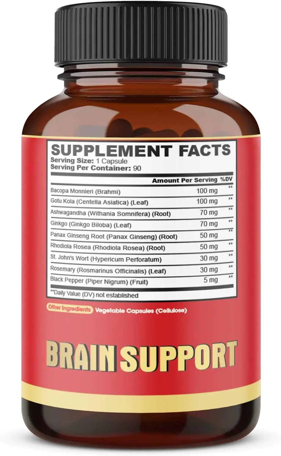 9in1 Brain Support Supplement - Concentrated Ashwagandha Root, Gotu Kola Powder, Bacopa Monnieri Powder and More - 90 Capsules - 3-Month Supply