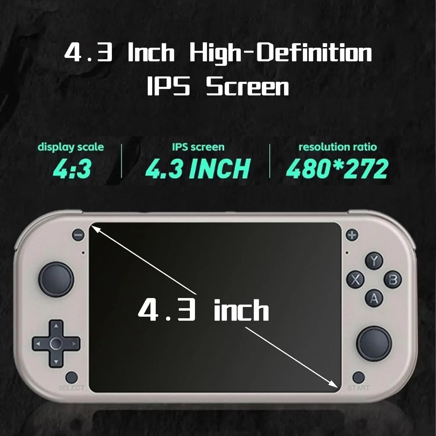 Retro Handheld Portable Video Game Console - 4.3" IPS Screen, Emuelec System, 64GB, 20,000+ Games, Classic Game System, Retro