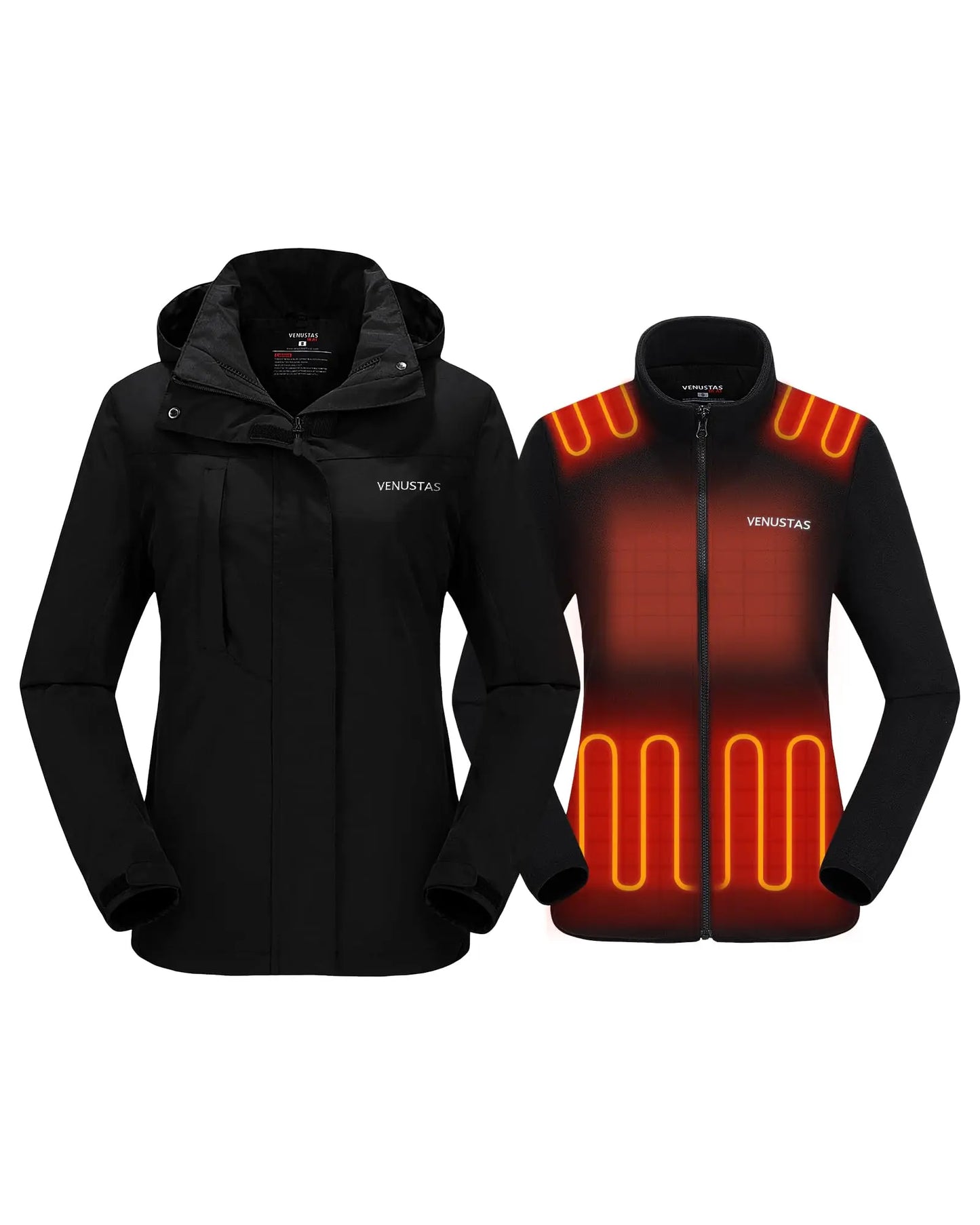 Venustas Women’s 3-in-1 Heated Jacket with Battery, Waterproof Jacket with Hood for Skiing - Amazing Hot Prices For You