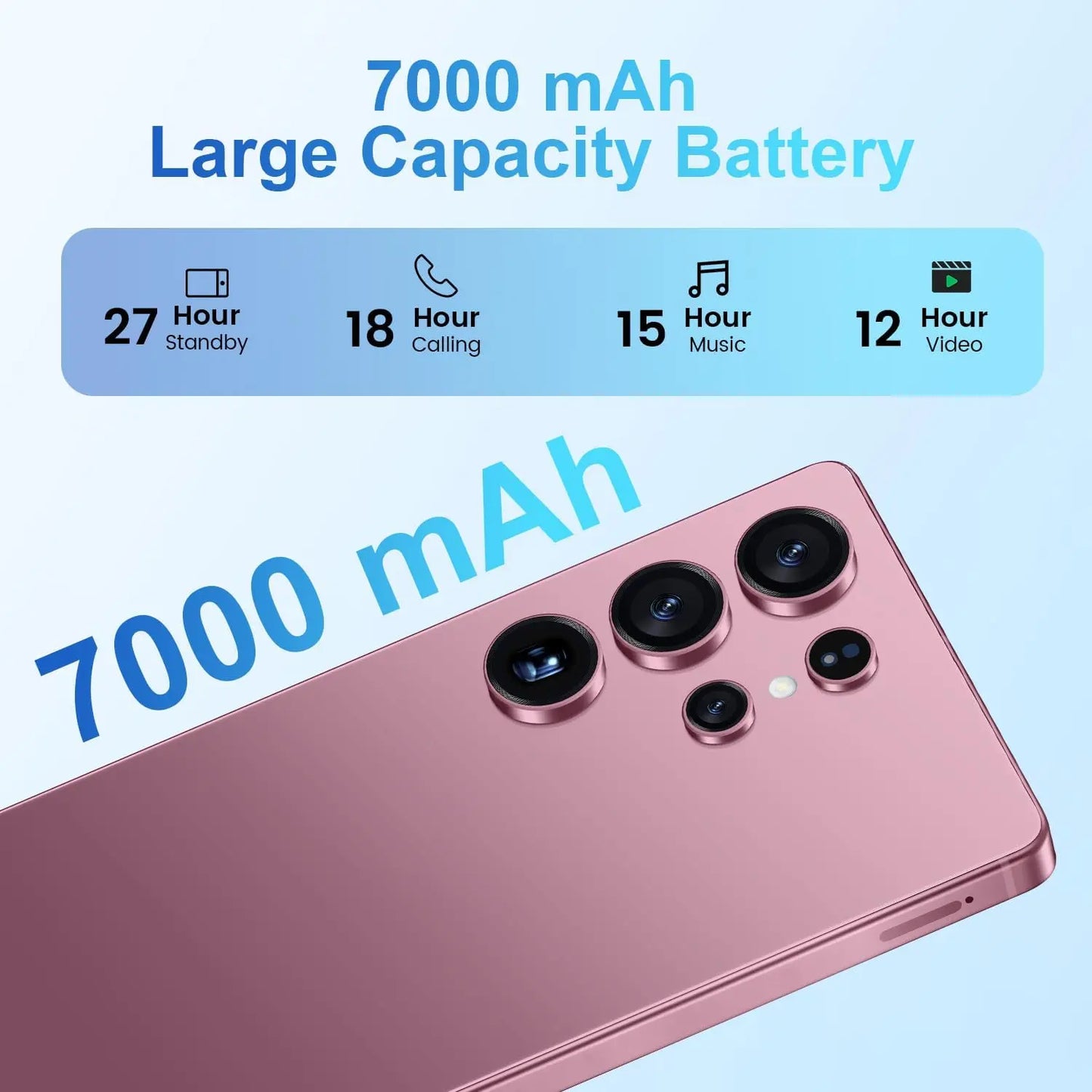 I25 Ultra Unlocked Cell Phone, Built in Pen, Smartphone Battery 7000mAh, 6.99" HD Screen Unlocked Phones, 8+256GB 5G The Phone Android 14, Face ID/Fingerprint Lock/GPS (Rose Gold)