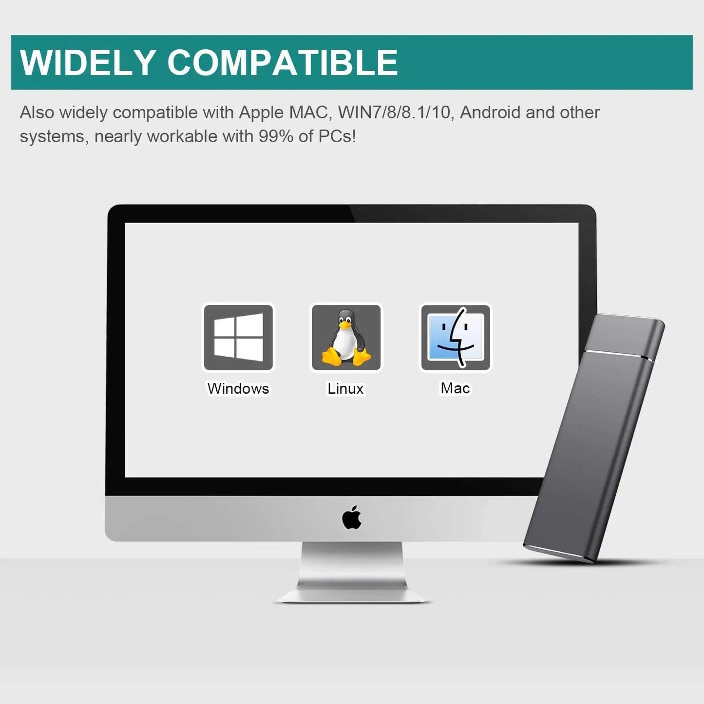 External Hard Drive 2TB, Portable Hard Drive External for PC, Laptop and Mac (2TB, Gold)