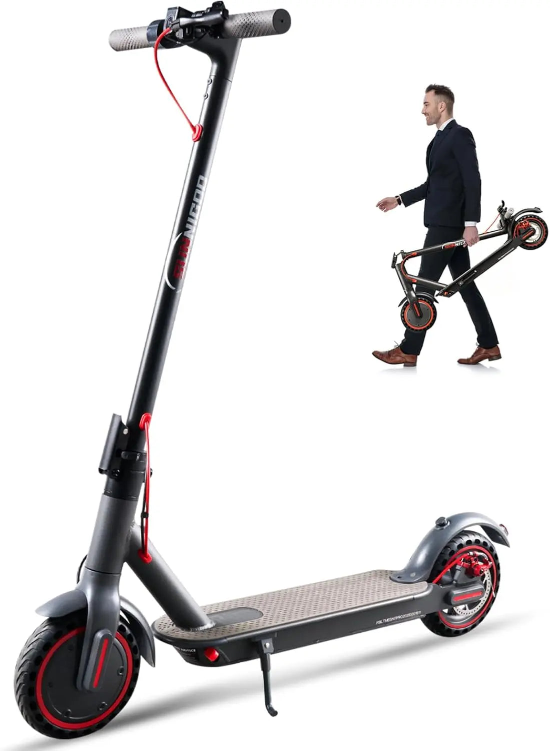 Electric Scooter for Adults- 10.4Ah Battery 350W(500W Peak) Motor, ≥19MPH & 25 Miles Long Range, 8.5'' Solid Tires Foldable with Dual Brake, Lightweight Portable Commuter E Scooter for Urban Travel