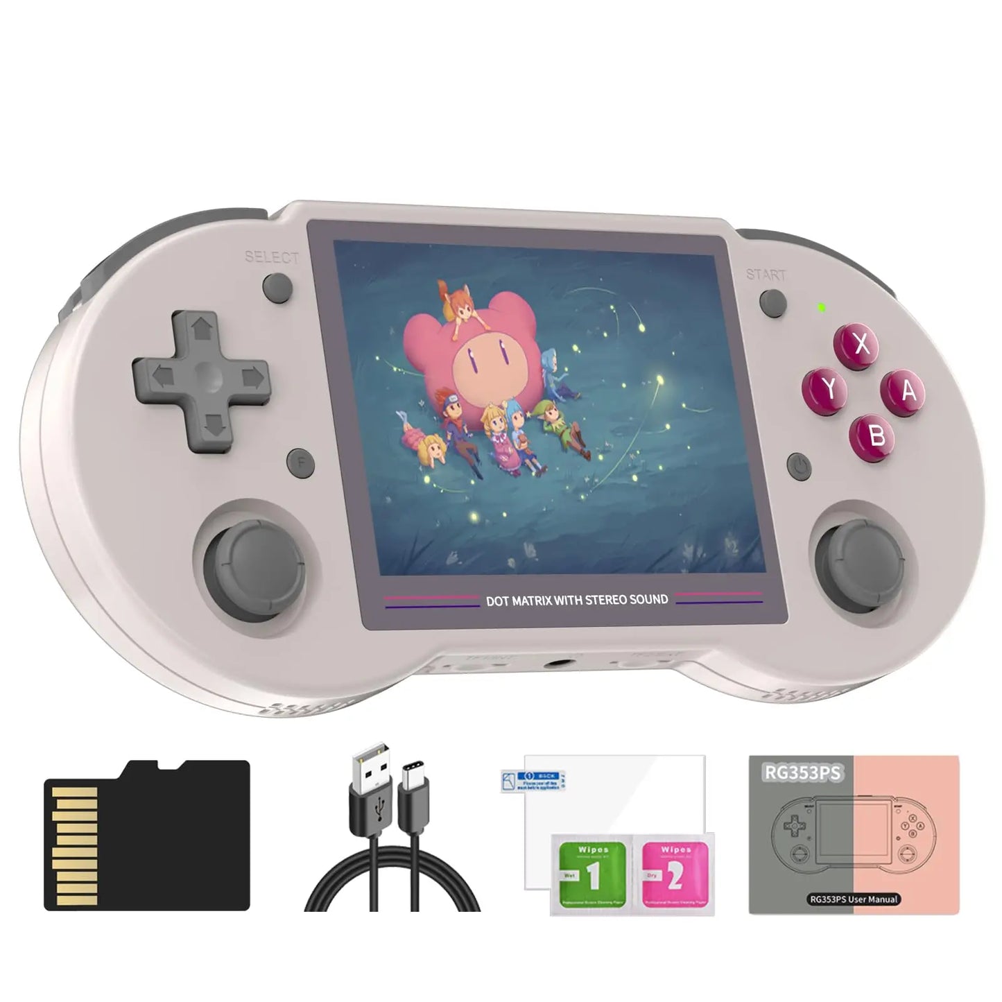 Dosnura RG353P Handheld Game Console Linux and Android Dual OS RK3566 64BIT 64G TF Card 4420+ Classic Games 3.5 Inch IPS Screen 3500mAh Battery Support 5G WiFi 4.2 Bluetooth(RG353P-Black)