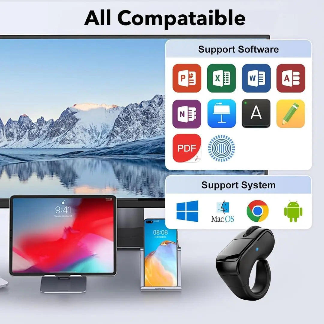 AirKlc Finger Ring Mouse, Bluetooth Touchpad, Cursor Control, Video Scroll, Compatible with PC, Laptop, Mobile, Tablet