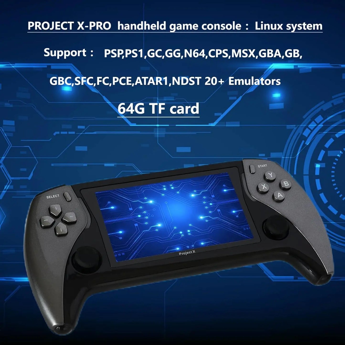 ugtenversi Handheld Retro Game Console Linux System 20+ Emulator 64G TF Card 15000+ game, Portable Retro Game Console 4. 3-inch IPS Screen (Black)