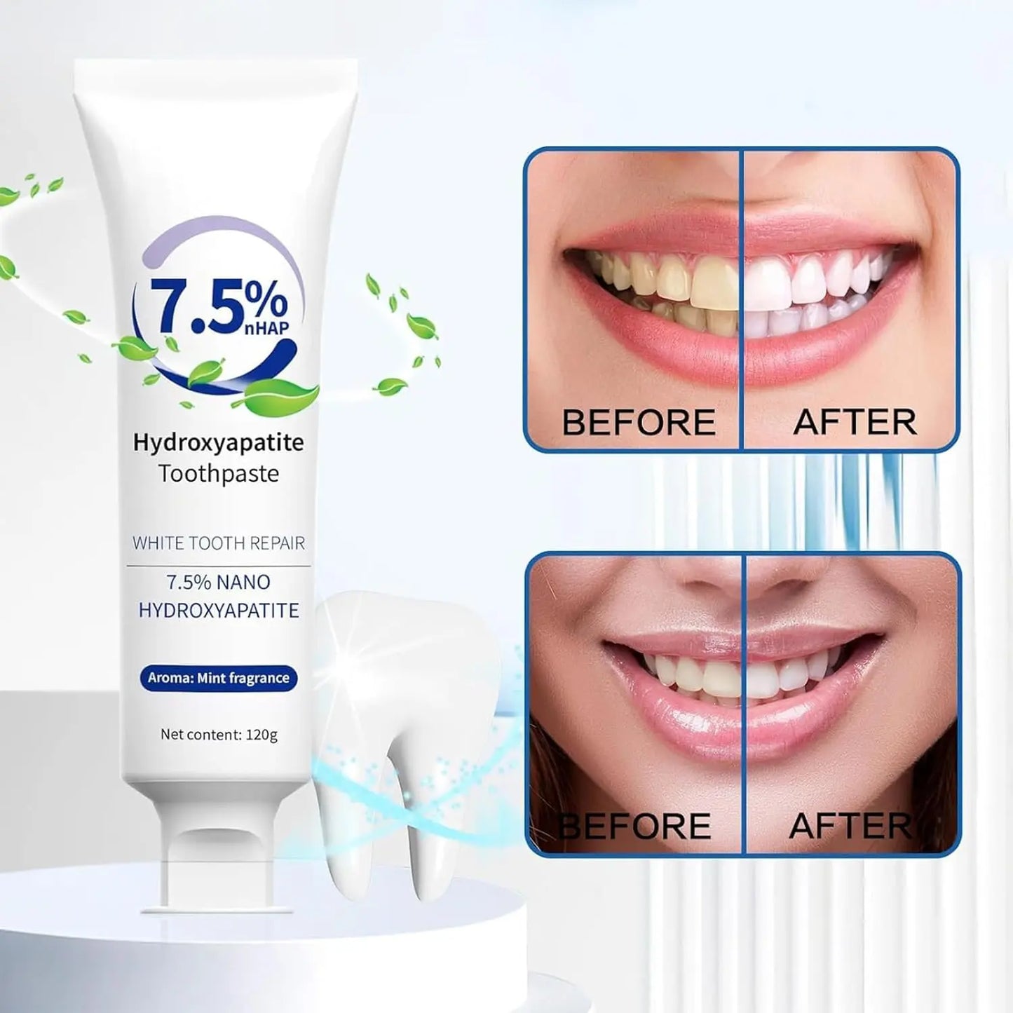Hydroxyapatite Toothpaste - Hidroxiapatita Toothpaste, Pasta De Dientes Con Hidroxiapatita, 7.5% Hydroxyapatite Toothpaste For Enamel Protection And Tooth Strengthening (3)