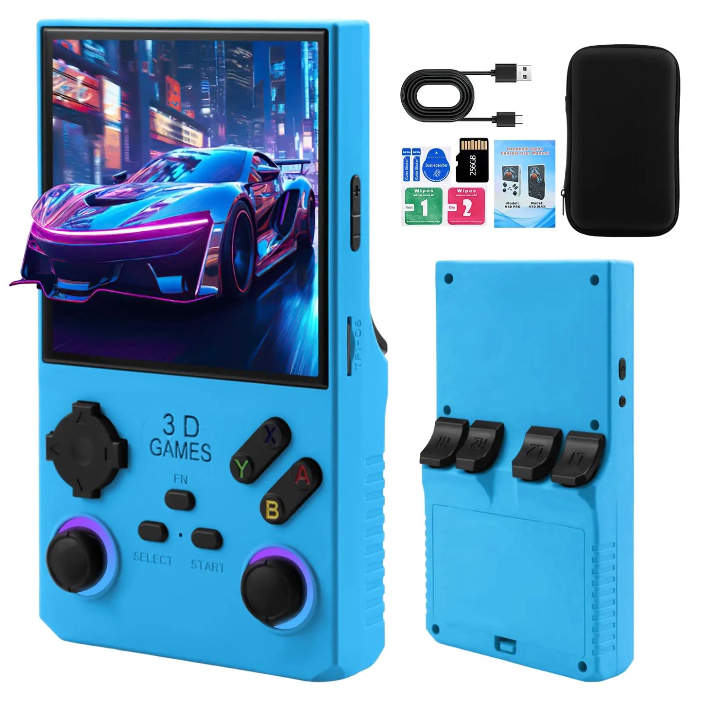 2025Newly Upgraded V40 MAX Retro Handheld Game Console with 256G Built-in 20000+ Classic Games, 4.0 Inch 4K HD IPS Screen Open Source Linux System, 4000mAh Battery, Portable Pocket Video Game Console