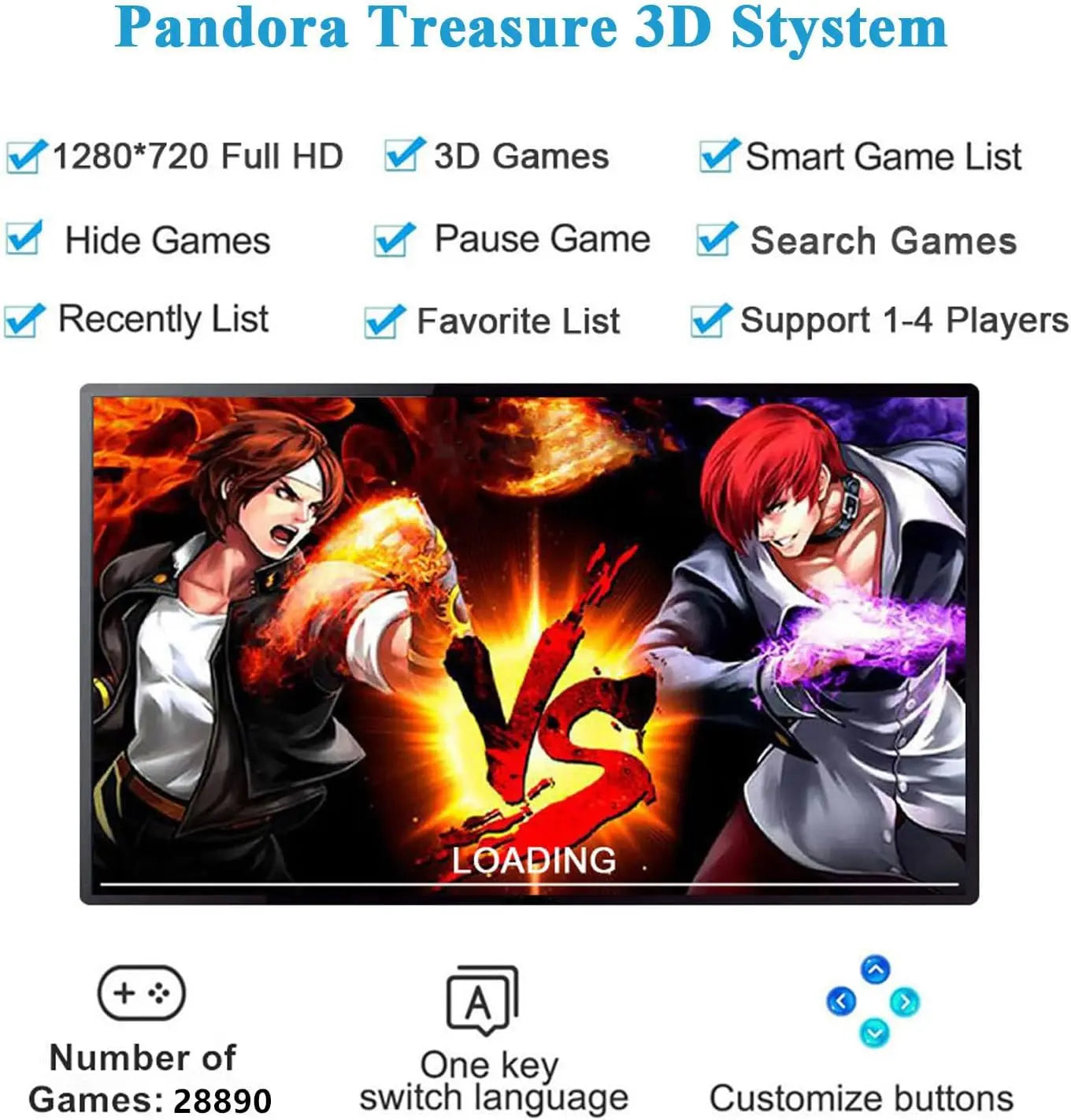 GWALSNTH 28890 in 1 Pandora Box 60S Arcade Games Console,1280X720 Display,Search/Save/Hide/Pause Games,Two Separate joysticks,1-4 Players …