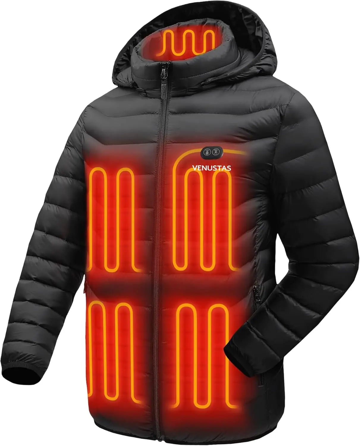 Venustas Unisex Dual-Control Heated Jacket, Water-resistant Heated Coat for Women and Men with Battery Included