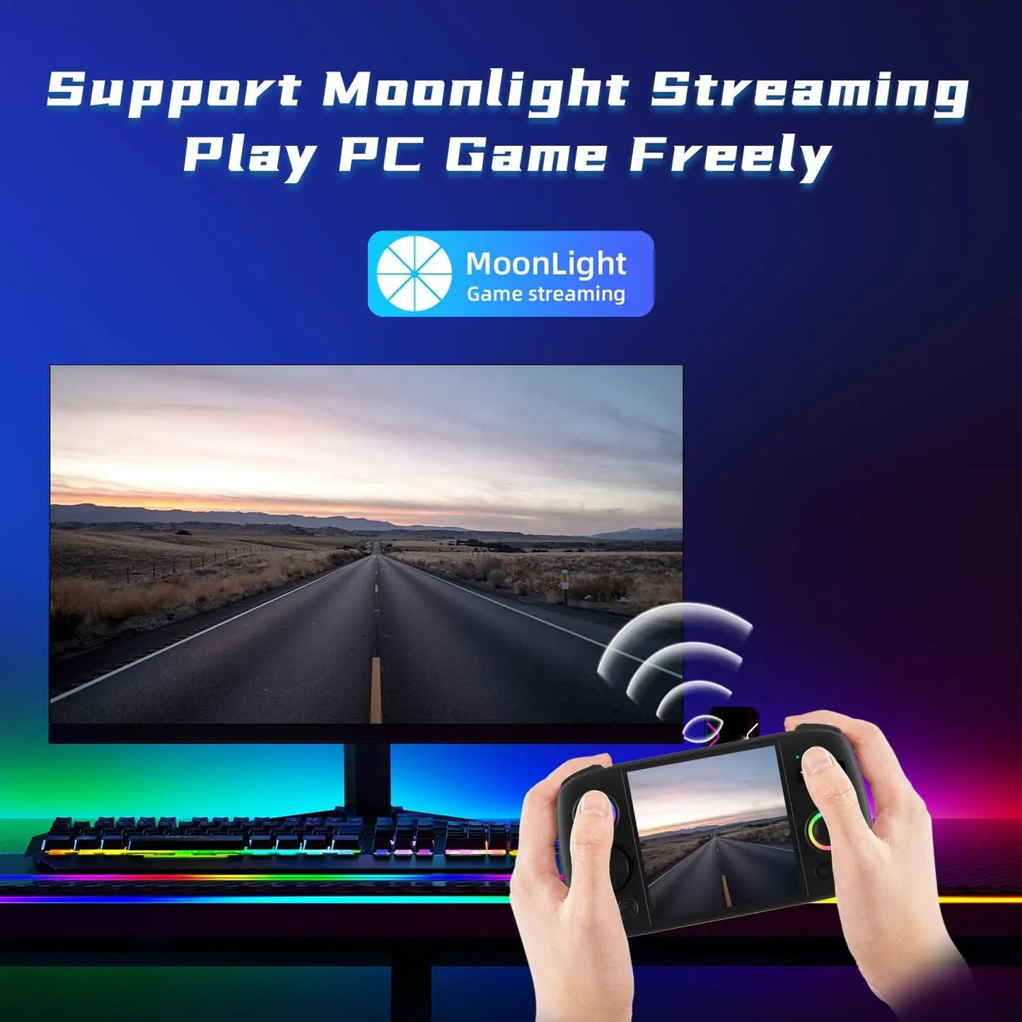 Doriteney RGCube Handheld Game Console Android 13 Game Player 3.95" IPS 128GB TF Card Unisoc T820 RGB Lighting(Black)