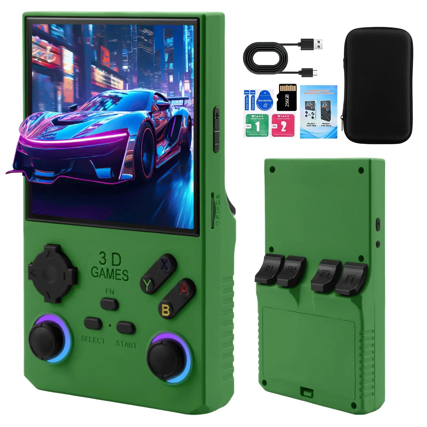 2025Newly Upgraded V40 MAX Retro Handheld Game Console with 256G Built-in 20000+ Classic Games, 4.0 Inch 4K HD IPS Screen Open Source Linux System, 4000mAh Battery, Portable Pocket Video Game Console