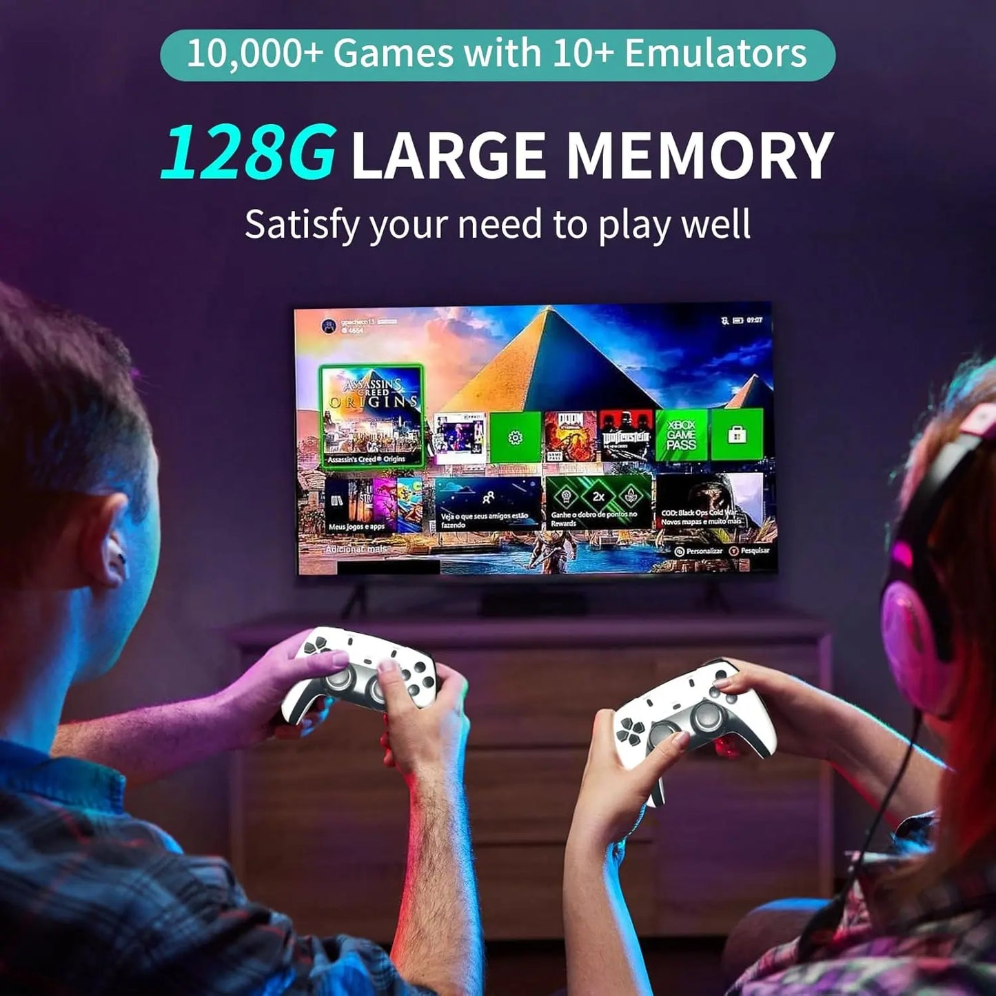 UKIFIRE Wireless Retro Game Console,4K HD Output,Retro Game Stick with Built-in 10+ Emulators, 128GB Built in 10000+ Video Games