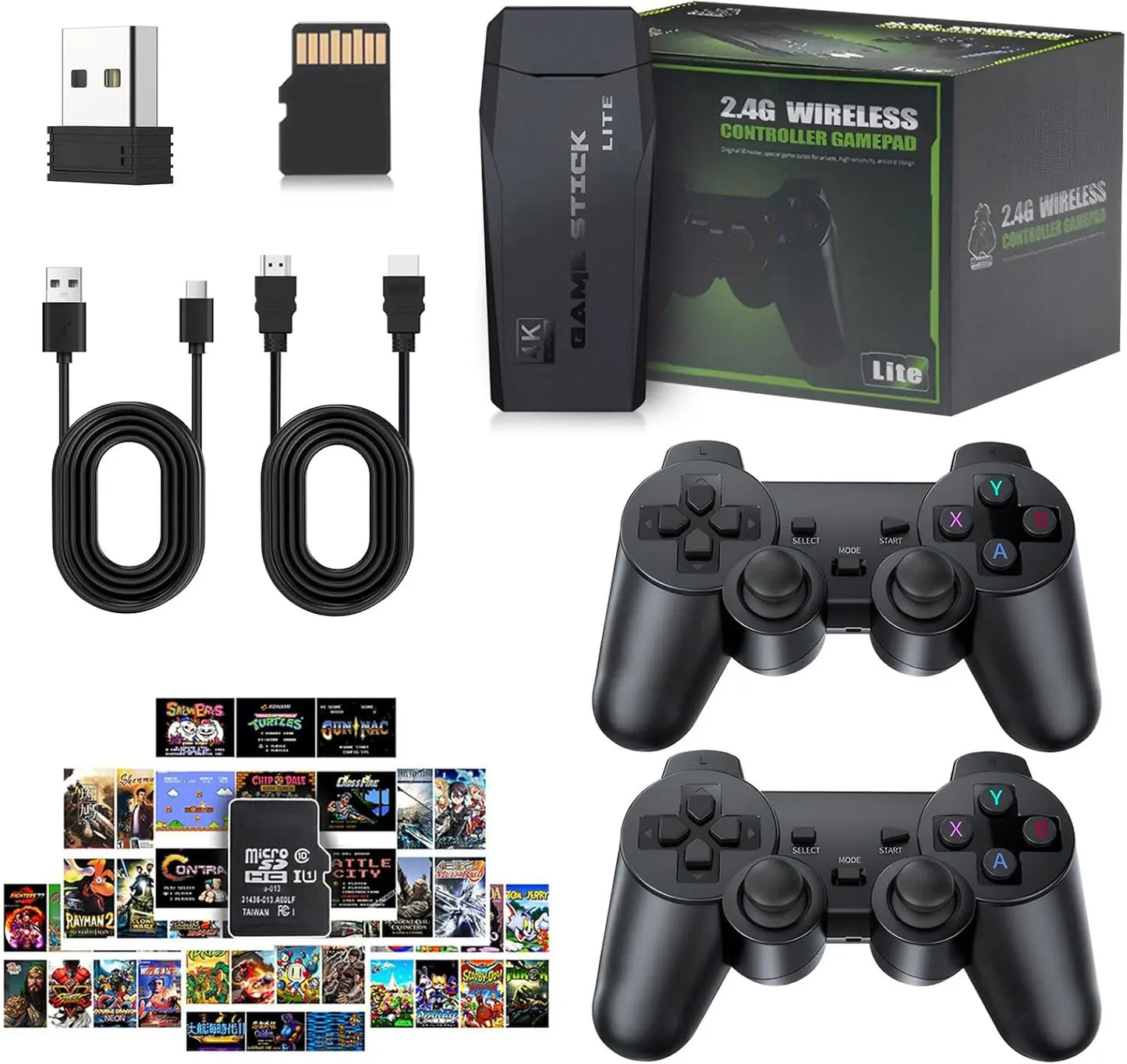 20000+ Games,2025 Newest Home Game Console Wireless Double Handle PSP Arcade Double TV Game Console Plug and Play Video Game Stick, HDMI Output TV, Gift for Kids and Adults (64G)