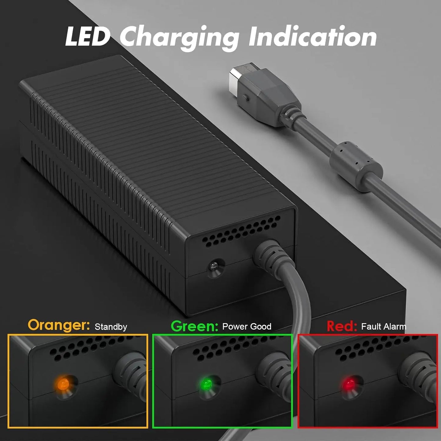 AC Adapter for Xbox 360 Console,203W Power Supply Brick with Cord,Replacement Power Brick for Xbox 360 Console