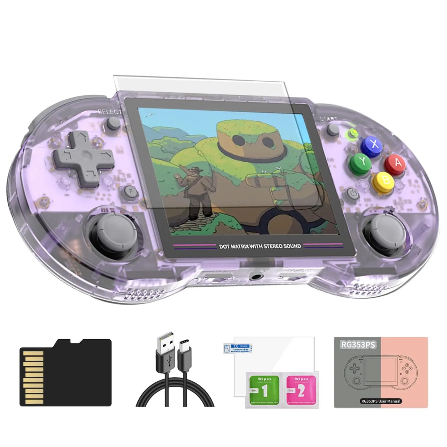 Dosnura RG353P Handheld Game Console Linux and Android Dual OS RK3566 64BIT 64G TF Card 4420+ Classic Games 3.5 Inch IPS Screen 3500mAh Battery Support 5G WiFi 4.2 Bluetooth(RG353P-Black)
