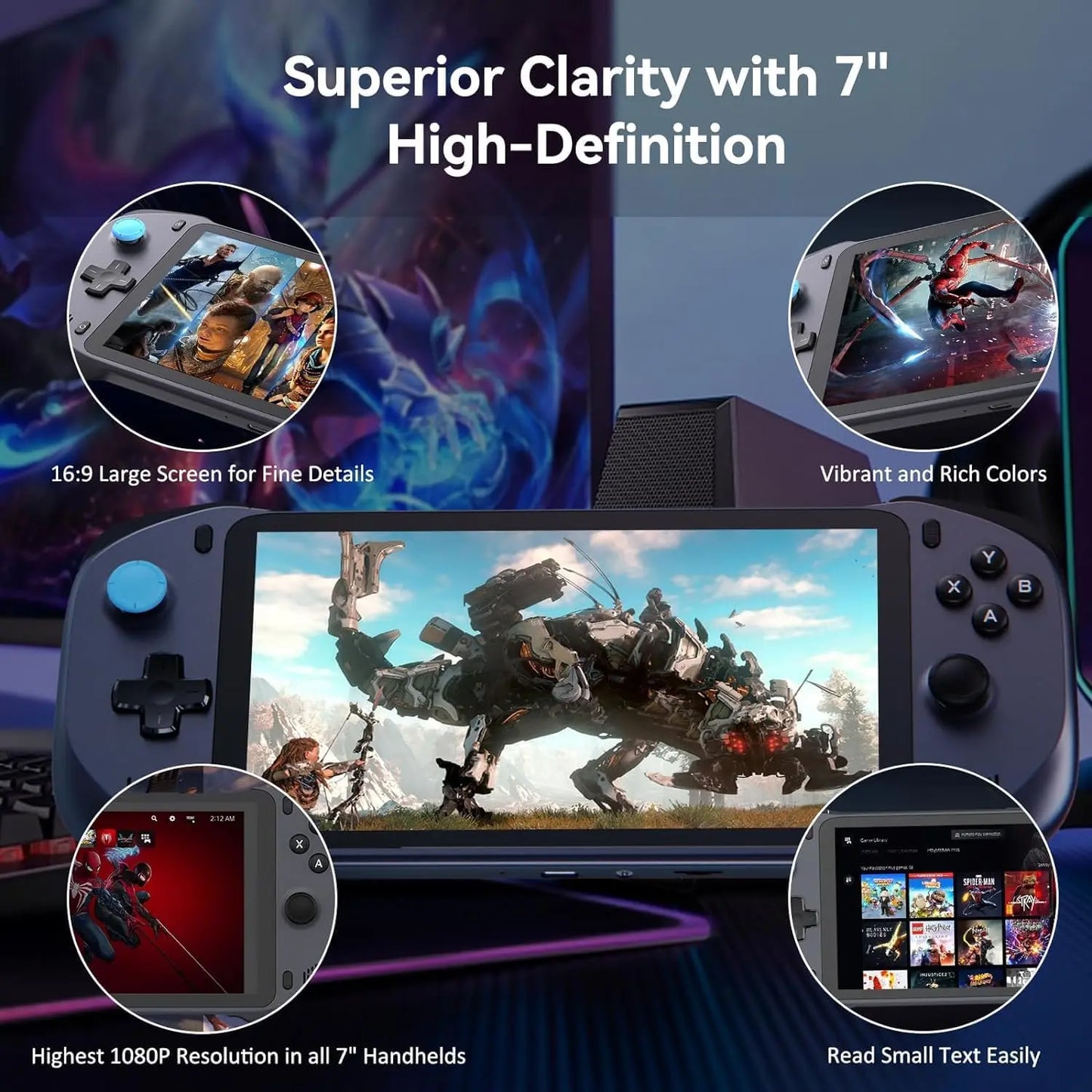 abxylute Cloud Handheld Remote Play Gaming Console, For Xbox Cloud Gaming, NVIDIA GeForce NOW, Playstation, PC, Long-Battery Life, 1080P 7-Inch Touchscreen, Lightweight Handheld Accessories - 64G