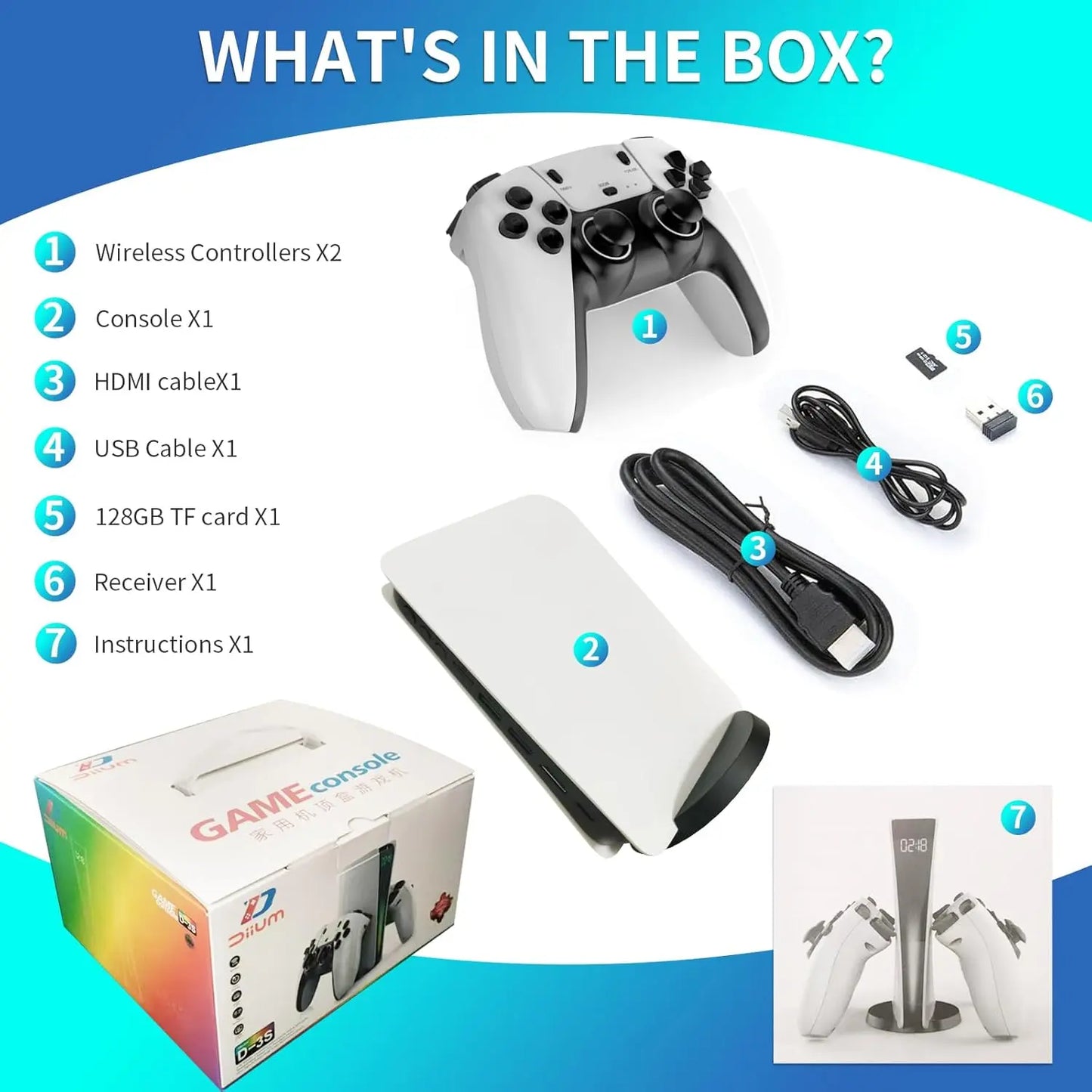 UKIFIRE Wireless Retro Game Console,4K HD Output,Retro Game Stick with Built-in 10+ Emulators, 128GB Built in 10000+ Video Games