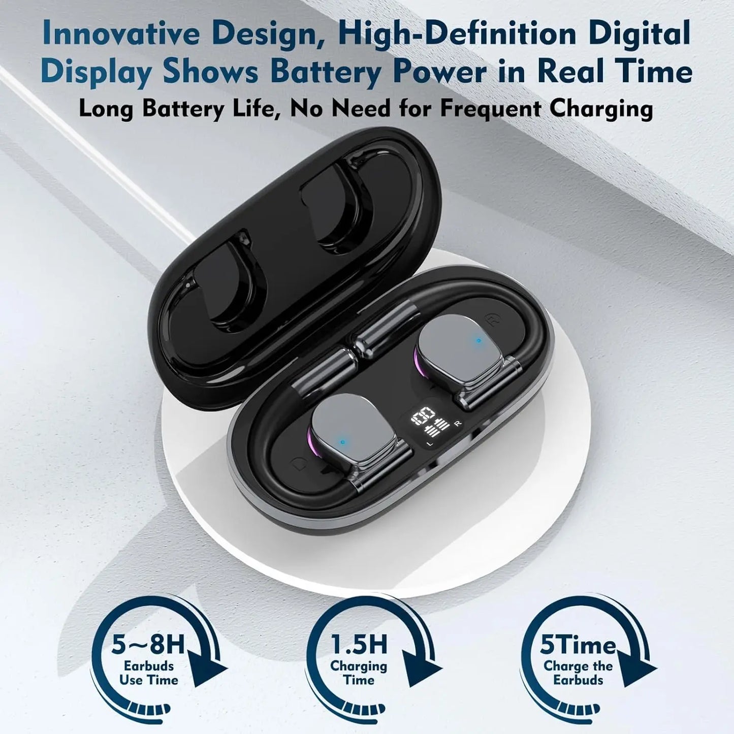 Translation Earbuds Real Time Language Translator Earbuds with 144 Languages, OWS Wireless Earbuds Noise-Canceling, Long Battery Life for Travel & Business Learning Ideal Compatible with iOS & Android