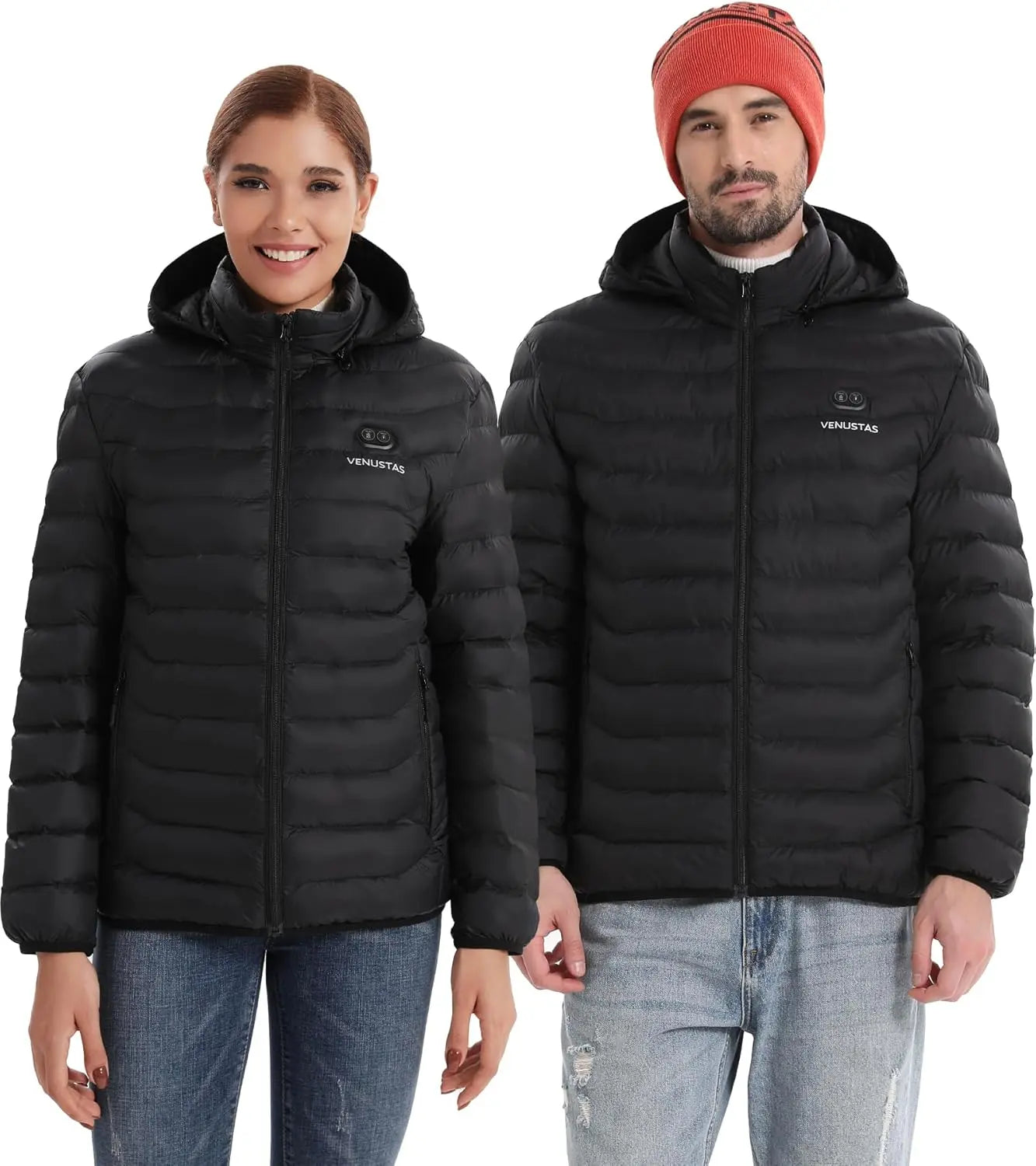 Venustas Unisex Dual-Control Heated Jacket, Water-resistant Heated Coat for Women and Men with Battery Included