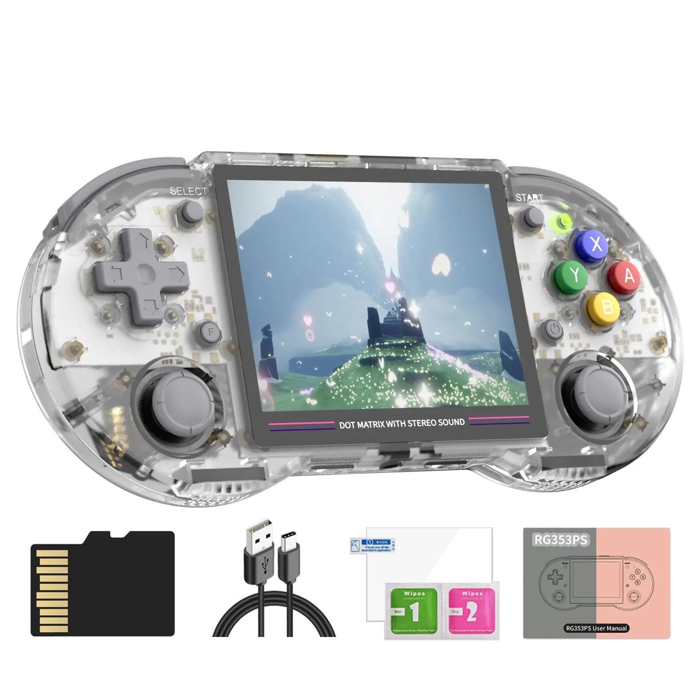 Dosnura RG353P Handheld Game Console Linux and Android Dual OS RK3566 64BIT 64G TF Card 4420+ Classic Games 3.5 Inch IPS Screen 3500mAh Battery Support 5G WiFi 4.2 Bluetooth(RG353P-Black)