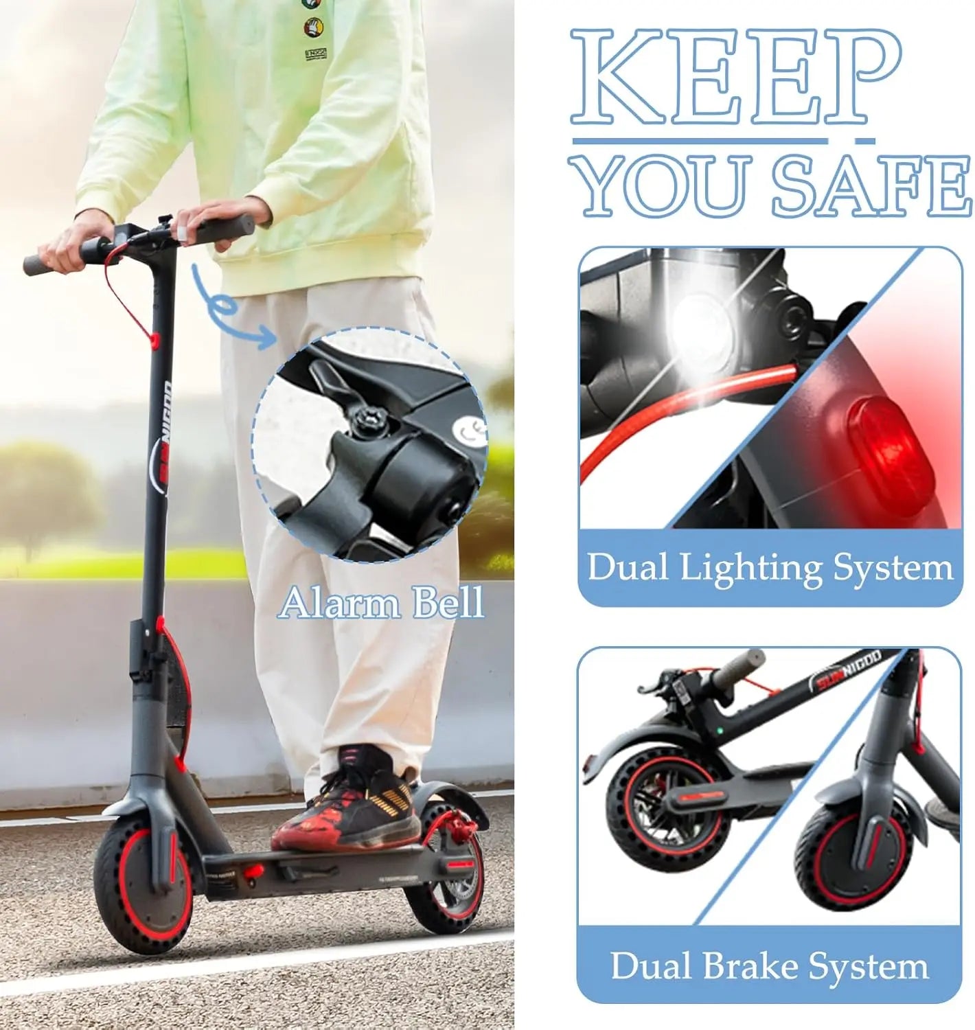 Electric Scooter for Adults- 10.4Ah Battery 350W(500W Peak) Motor, ≥19MPH & 25 Miles Long Range, 8.5'' Solid Tires Foldable with Dual Brake, Lightweight Portable Commuter E Scooter for Urban Travel