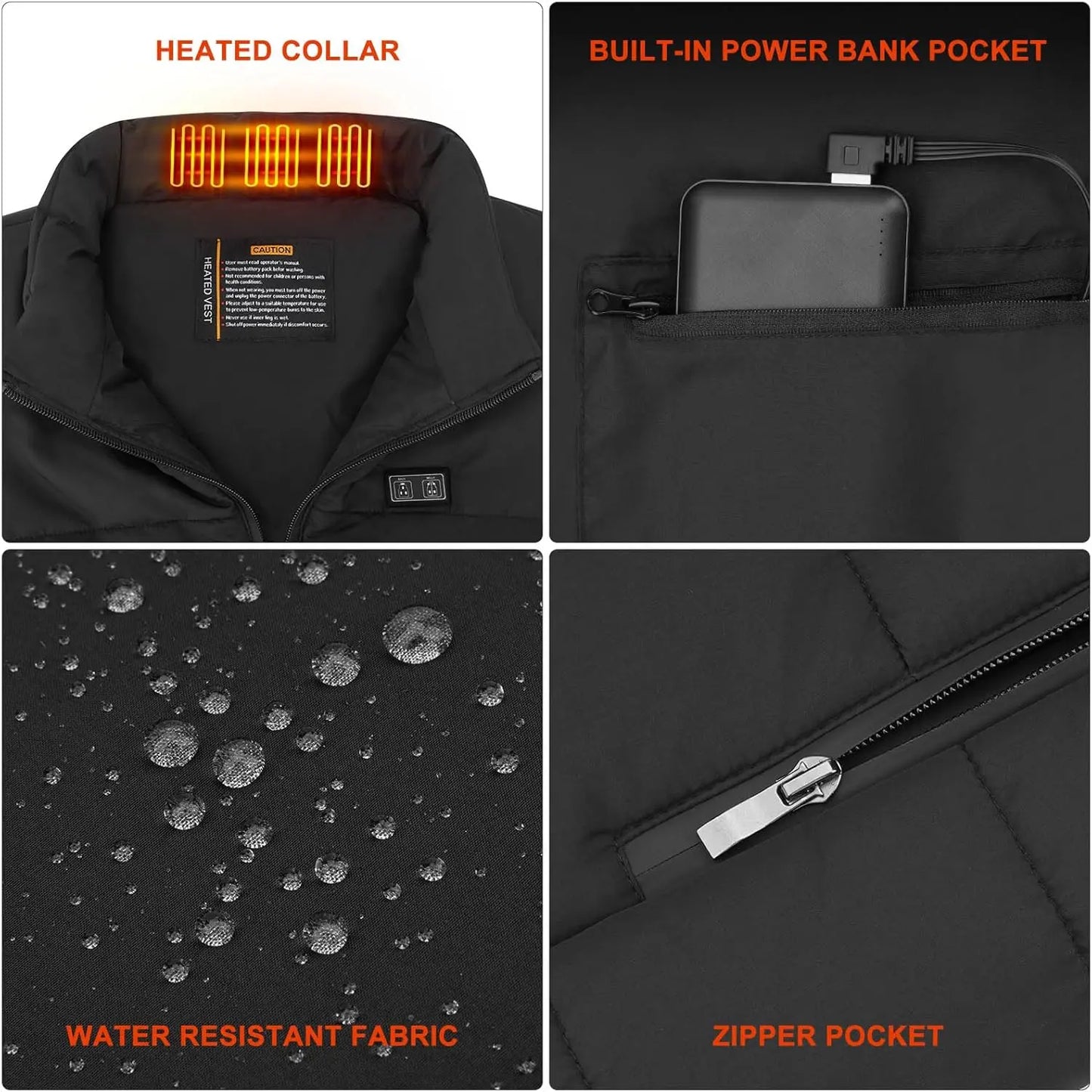 Heated Vest for Men and Women with Battery Pack, Lightweight Washable 8 Heating Zones 3 Heating Levels Heating Vest