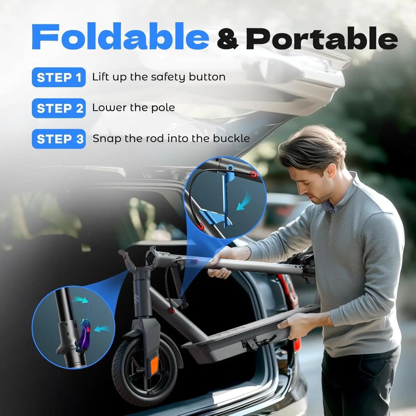 SISIGAD Electric Scooter Adults 8.5" Tires, 25 MPH Top Speed, 20 Miles Long Range, Scooters Electric for Adults, 600W Peak Motor, Foldable E-Scooter with APP and Dual Braking System