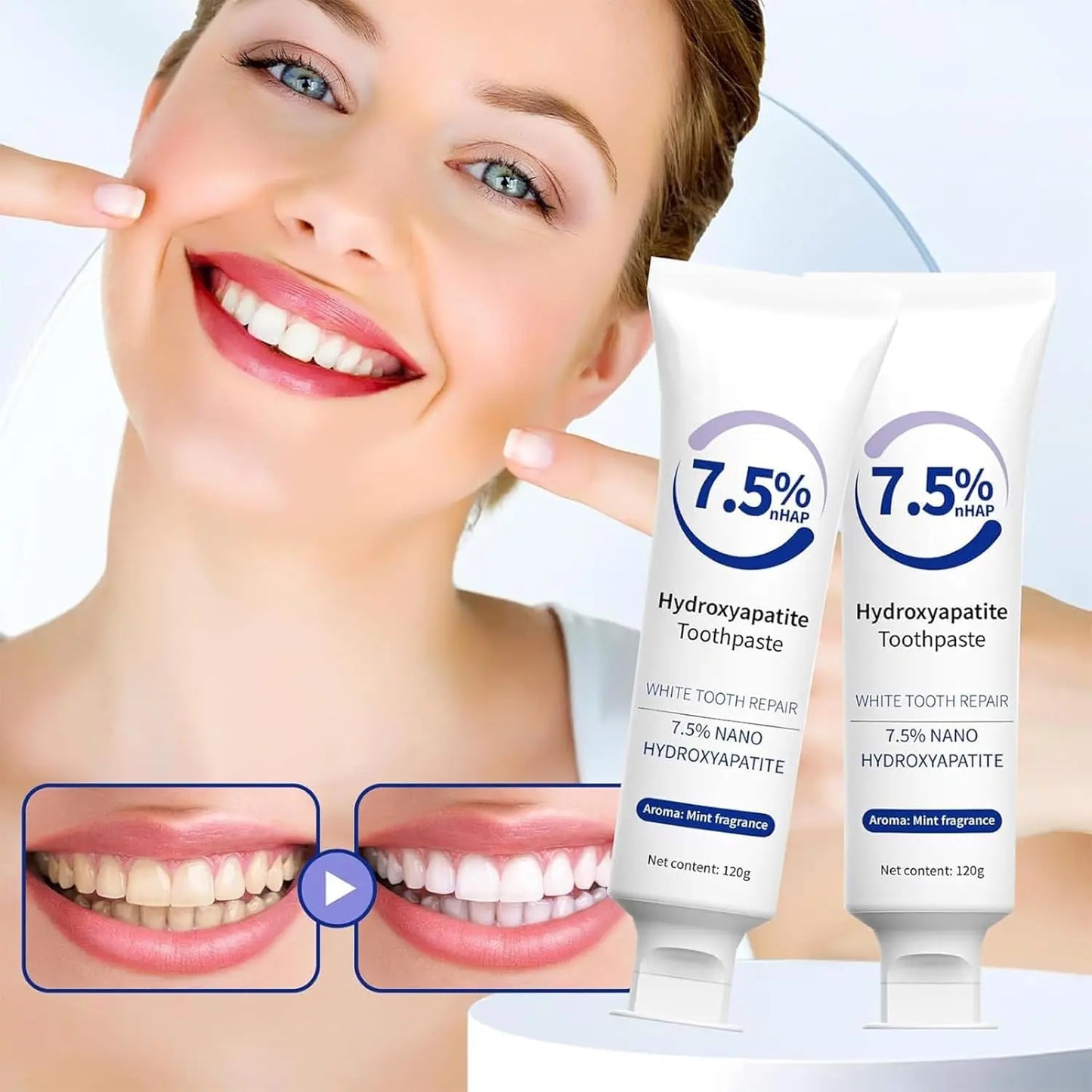 Hydroxyapatite Toothpaste - Hidroxiapatita Toothpaste, Pasta De Dientes Con Hidroxiapatita, 7.5% Hydroxyapatite Toothpaste For Enamel Protection And Tooth Strengthening (3)
