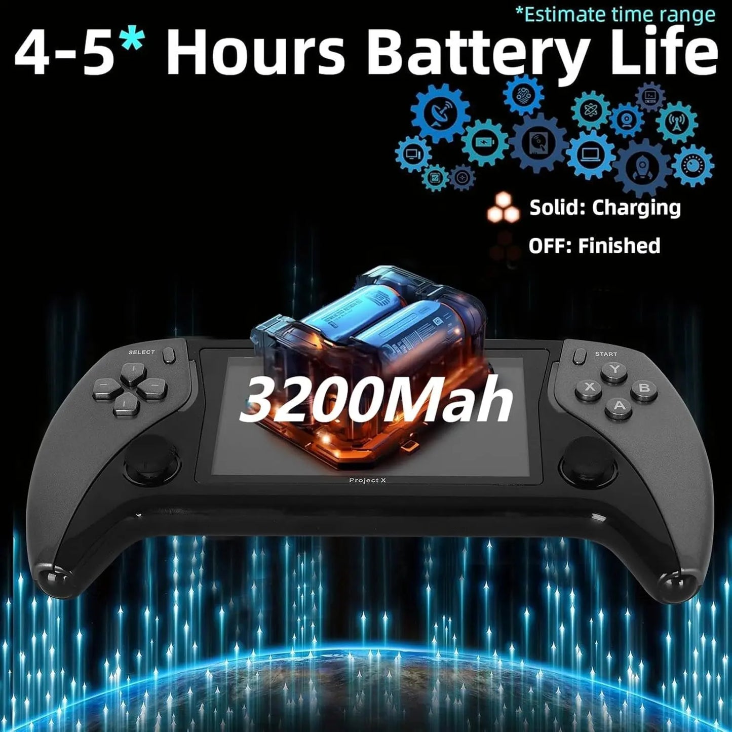 ugtenversi Handheld Retro Game Console Linux System 20+ Emulator 64G TF Card 15000+ game, Portable Retro Game Console 4. 3-inch IPS Screen (Black)