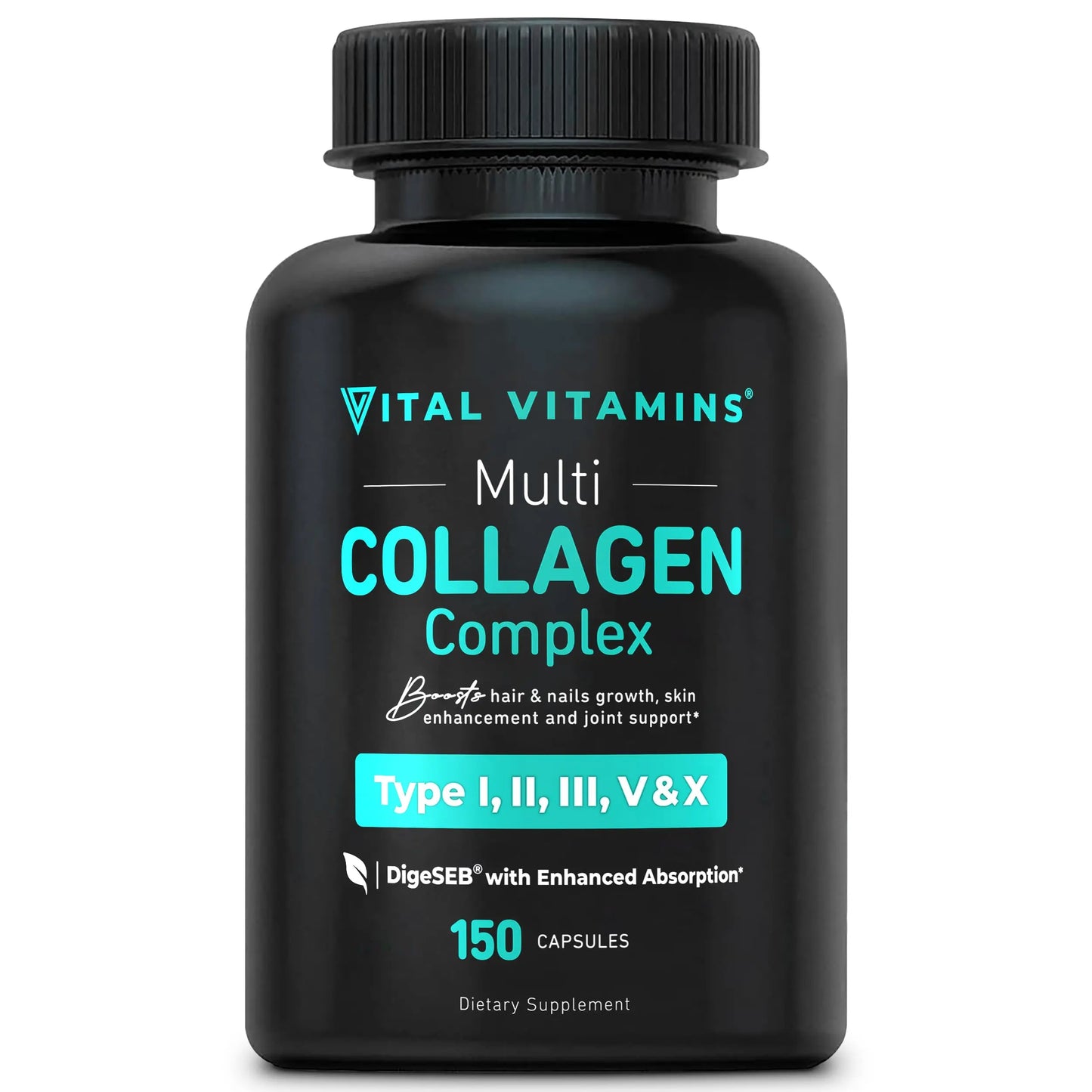 Vital Vitamins Multi Collagen Pills for Women & Men (2-Pack) - Hydrolyzed Collagen Peptides - Type I, II, III, V, X - Grass Fed, Non-GMO