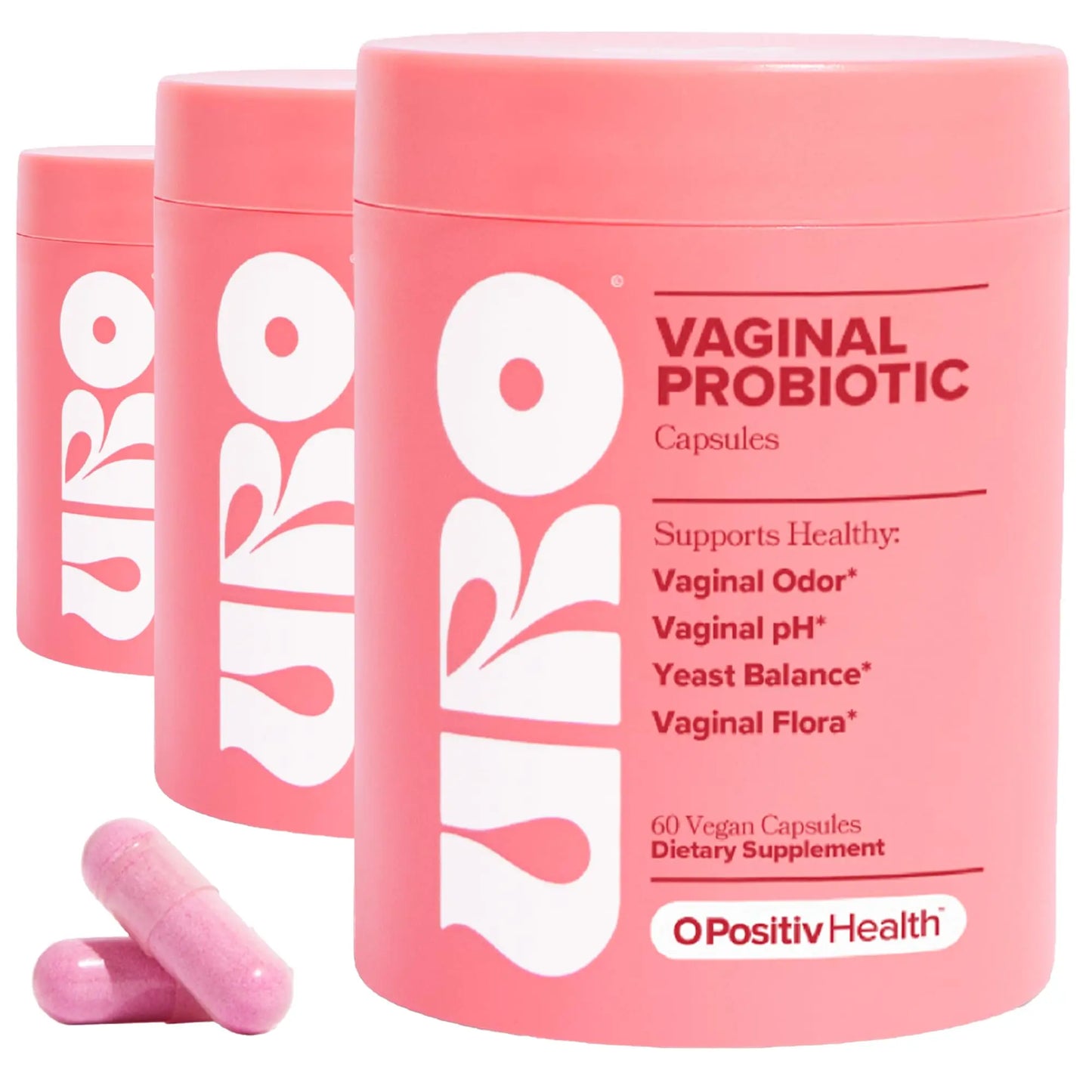 O Positiv URO Vaginal Probiotics for Women pH Balance with Prebiotics & Lactobacillus Probiotic Blend - Vaginal Health Supplement - Promote Healthy Vaginal Odor & Vaginal Flora, 60 Count (Pack of 1)