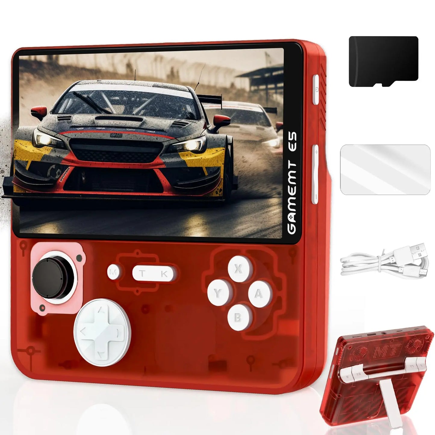 Handheld Game Console 5 Inch Screen, Retro Gaming Console with 64G Built-in 15000+ Classic Games, 1280x720 Pixels, Game Searchable, 5000mAh Battery, Portable Pocket Arcade with Desktop Stand (Black)