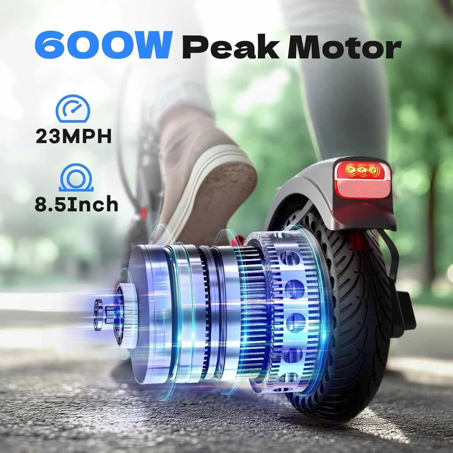 SISIGAD Electric Scooter Adults 8.5" Tires, 25 MPH Top Speed, 20 Miles Long Range, Scooters Electric for Adults, 600W Peak Motor, Foldable E-Scooter with APP and Dual Braking System