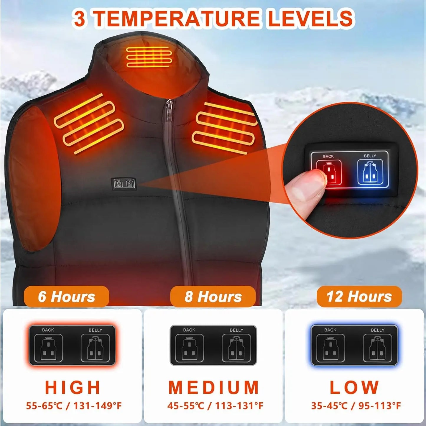 Heated Vest for Men and Women with Battery Pack, Lightweight Washable 8 Heating Zones 3 Heating Levels Heating Vest