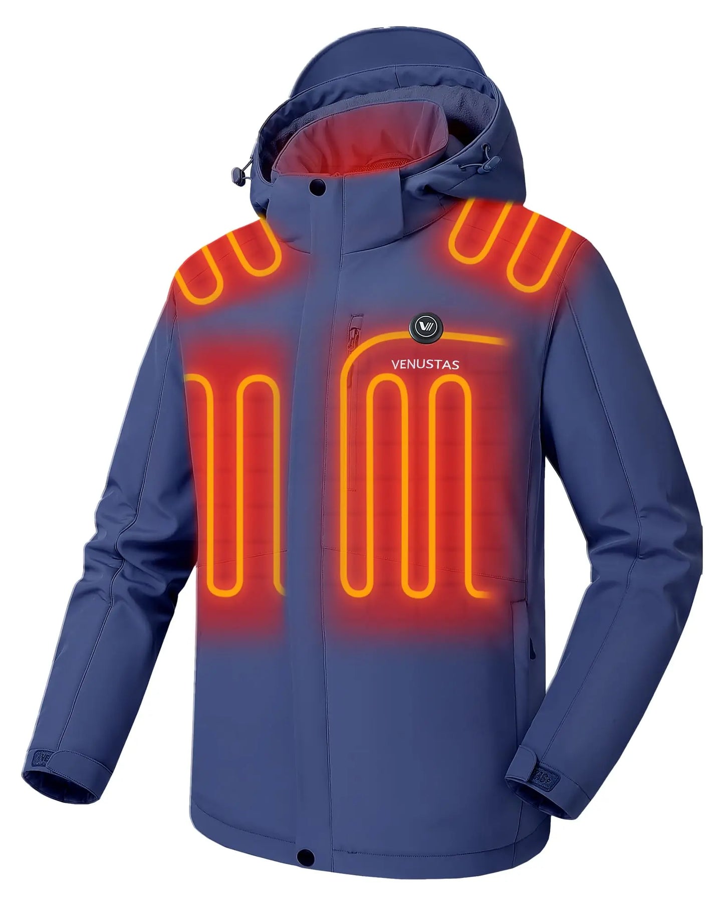 Venustas Men's Heated Jacket with Battery Pack, Windproof Electric Insulated Coat with Detachable Hood
