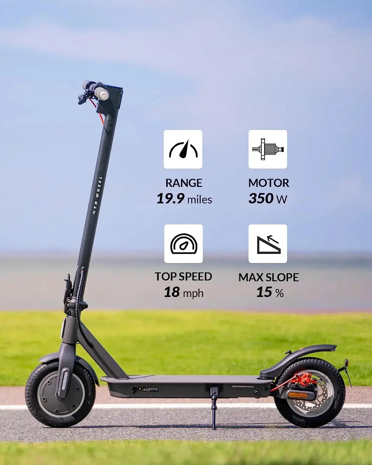 Electric Scooter with Turn Signals, 10" Solid Tires, 19.9 Miles Range & 18 Mph, 350W Motor, Foldable Electric Scooter for Adults