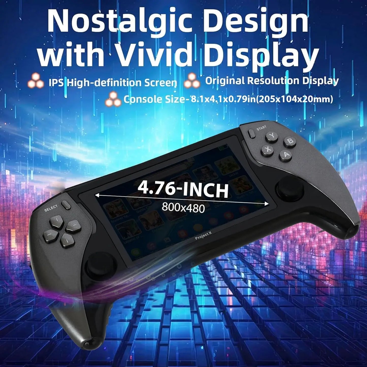 ugtenversi Handheld Retro Game Console Linux System 20+ Emulator 64G TF Card 15000+ game, Portable Retro Game Console 4. 3-inch IPS Screen (Black)