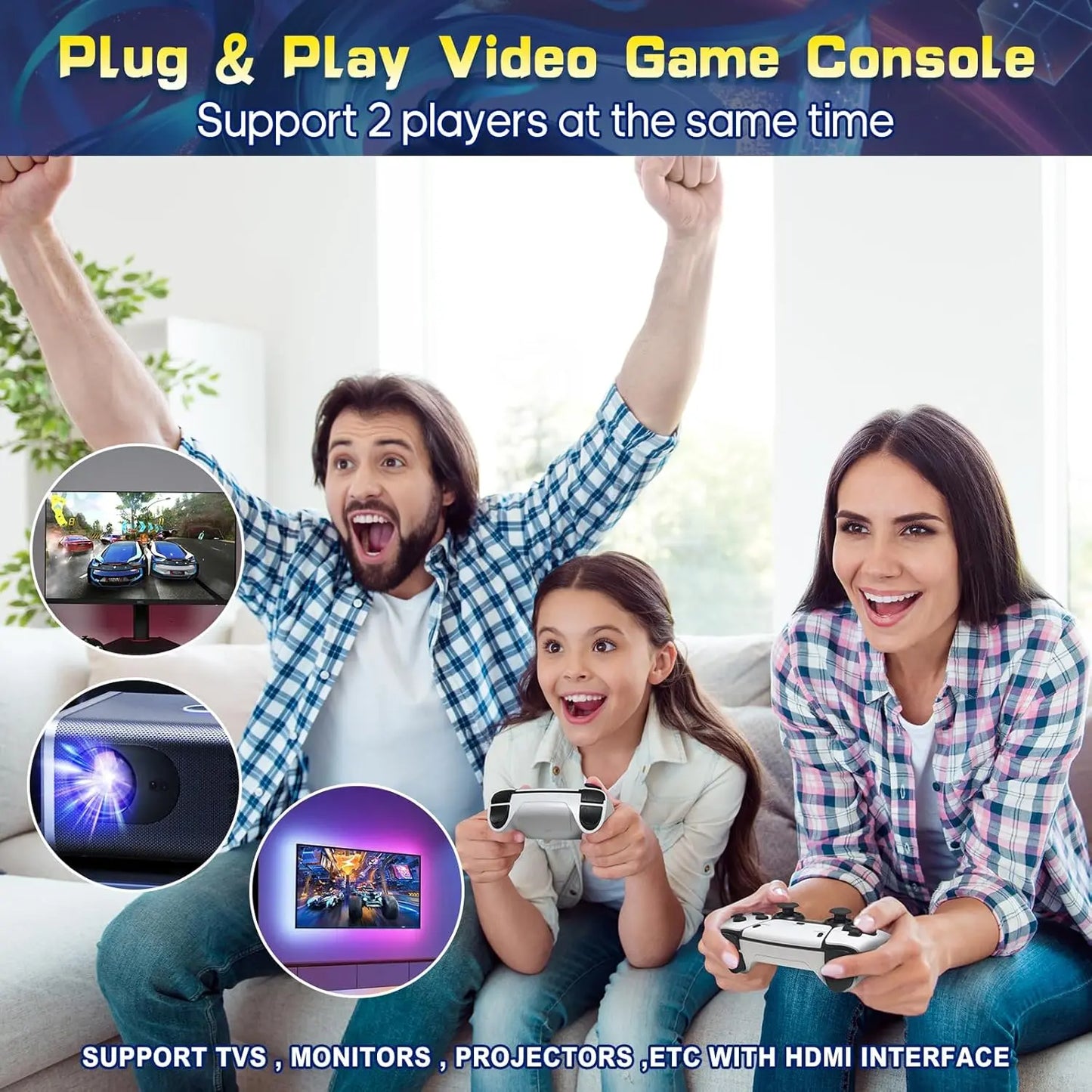 Retro Gaming Console, 20,000+ Retro Game Stick, 23 Emulators, 4K HD HDMI TV Game Stick, Includes 2 Wireless 2.4GHz Controllers,Plug & Play Video Games for TV(64GB)