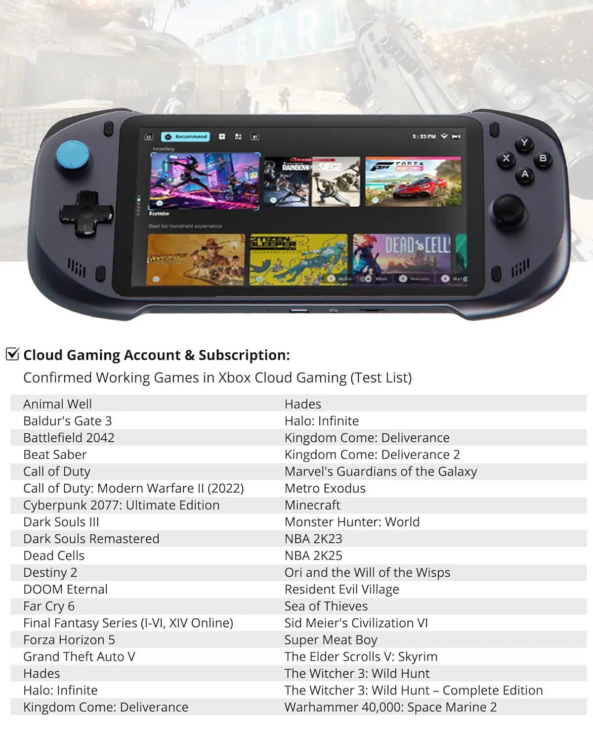 abxylute Cloud Handheld Remote Play Gaming Console, For Xbox Cloud Gaming, NVIDIA GeForce NOW, Playstation, PC, Long-Battery Life, 1080P 7-Inch Touchscreen, Lightweight Handheld Accessories - 64G