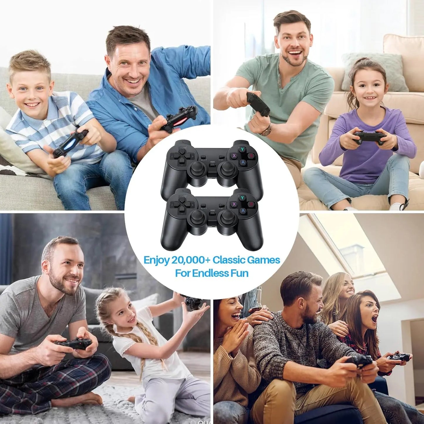 20000+ Games,2025 Newest Home Game Console Wireless Double Handle PSP Arcade Double TV Game Console Plug and Play Video Game Stick, HDMI Output TV, Gift for Kids and Adults (64G)