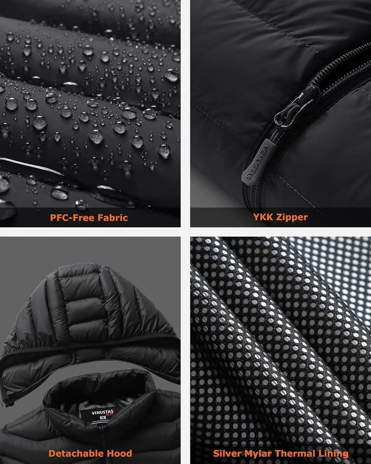 Venustas Unisex Dual-Control Heated Jacket, Water-resistant Heated Coat for Women and Men with Battery Included