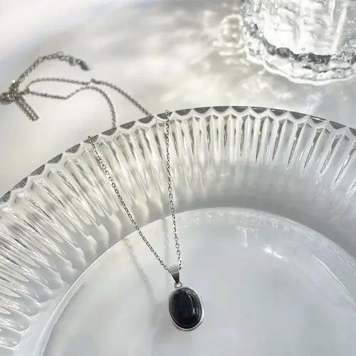 s925 Sterling Silver Black Onyx Pendant Necklace For Women's Summer Li Amazing Hot Prices For You
