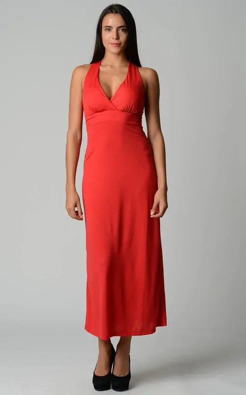 Women's Halter Maxi Dress with Cross Back Straps Amazing Hot Prices For You