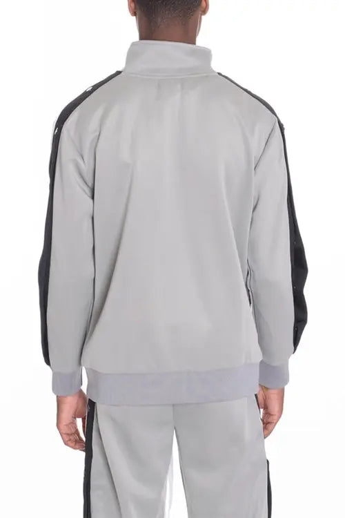 SNAP BUTTON TRACK JACKET- GREY Amazing Hot Prices For You
